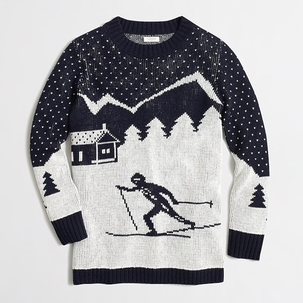 J. Crew Intarsia Ski Scene Sweater